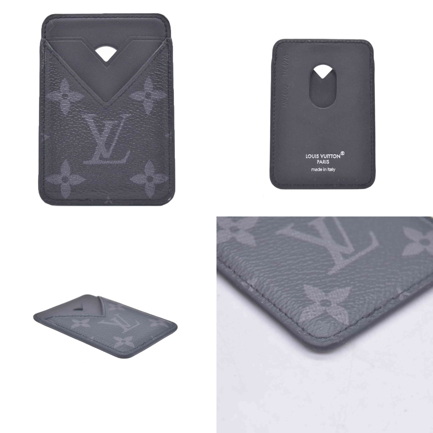 $445 2025 Louis Vuitton Monogram Eclipse Magnetic Card Holder ME4275