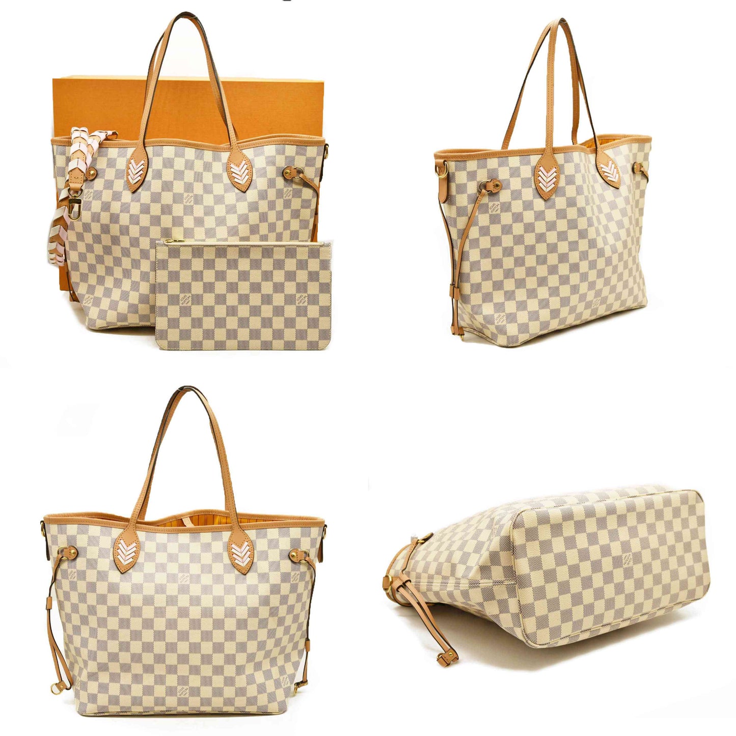 Louis Vuitton  Damier Azur Braided Neverfull MM Orange