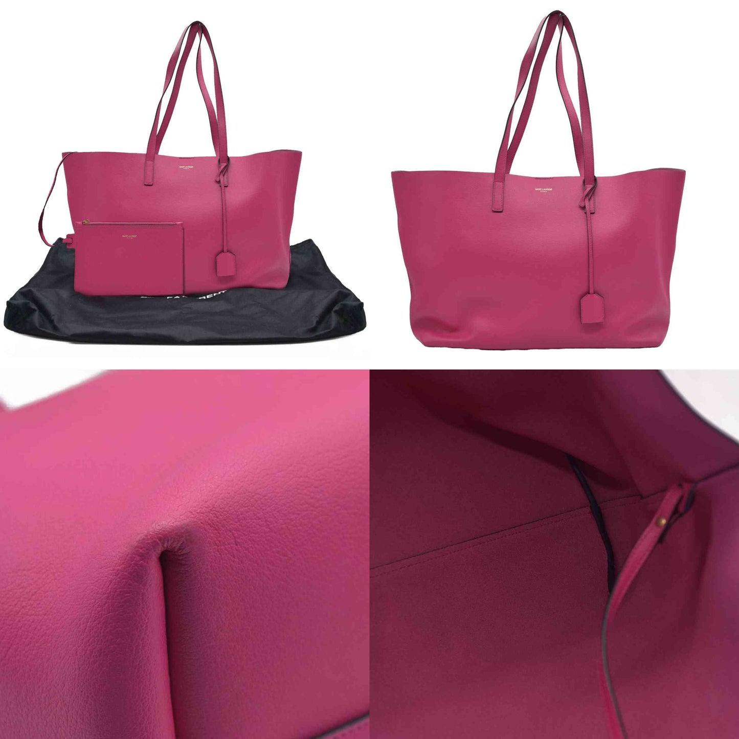$1550 Saint Laurent Calfskin Large Shopping Tote Pink