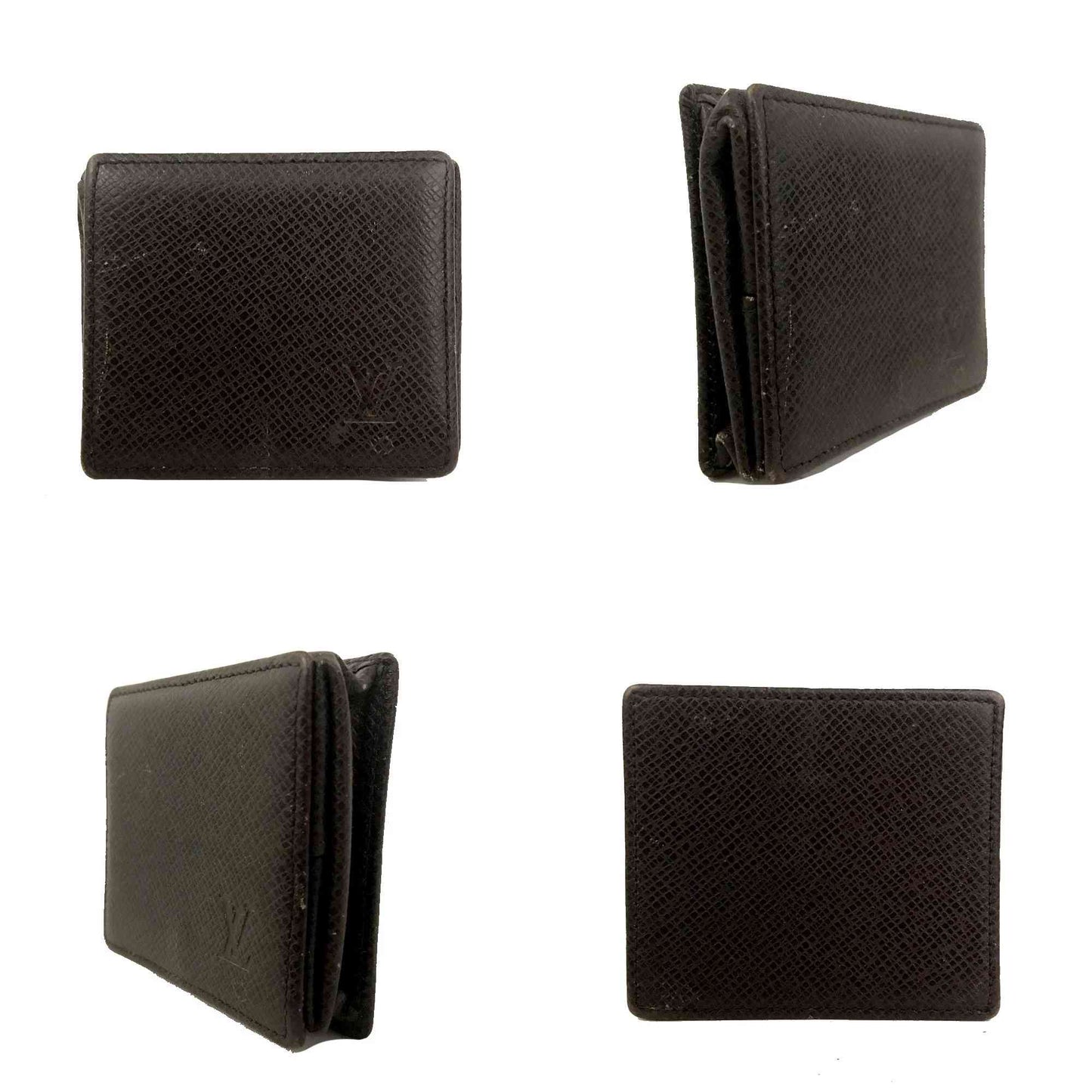 $445 1998 Louis Vuitton Taiga Porte Mannaie Boite Leather Coin Purse Wallet MI0928