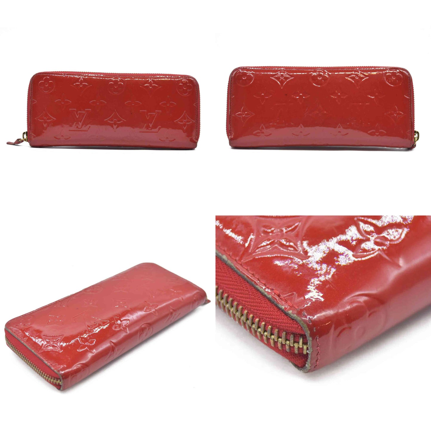 Louis Vuitton Monogram Verni Portefeiulle Clemence Zip Long Wallet MI2165