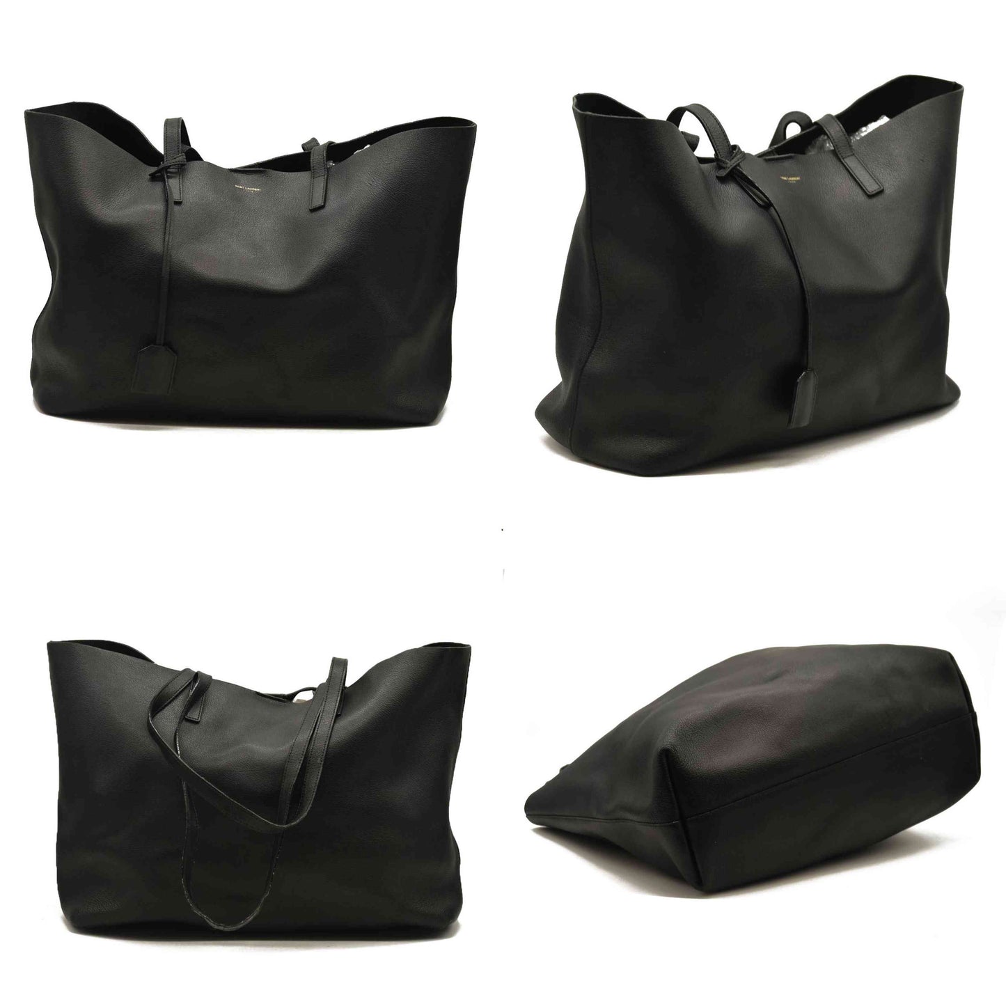 Saint Laurent  Calfskin Large Shopping Tote Dark Grey