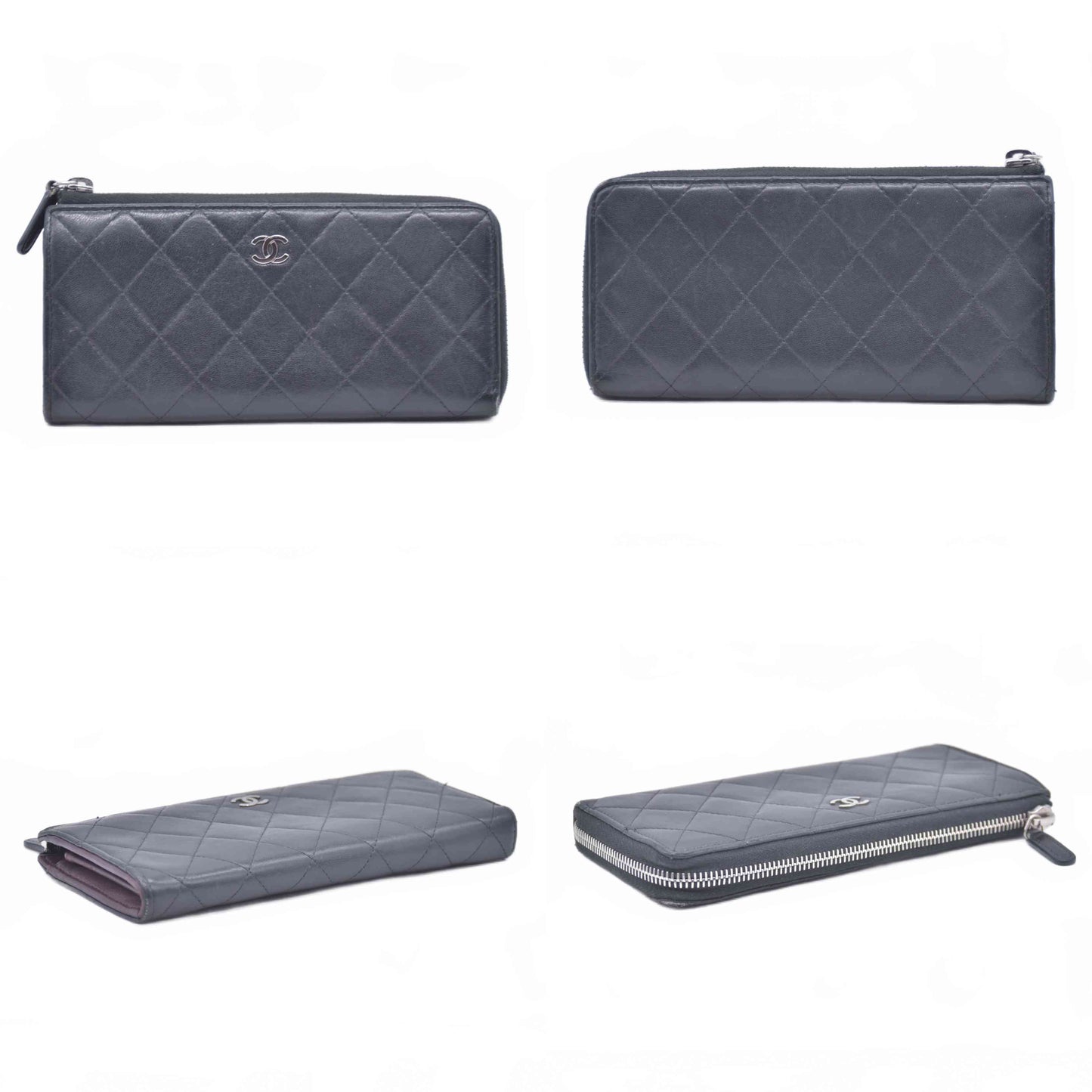 $1375 Chanel 2013 Quilted Zip Around Wallet Black CONSIGNMENT