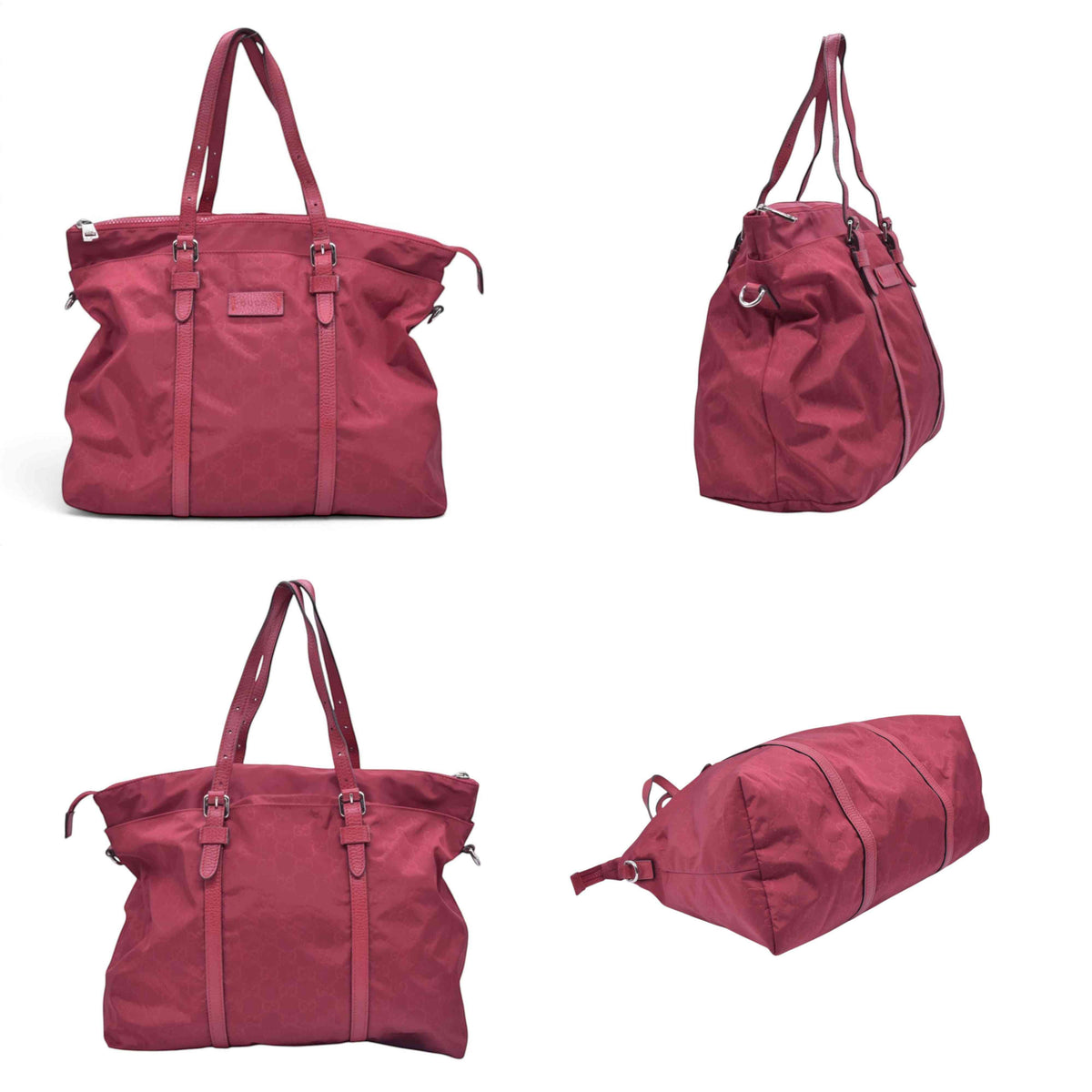 $1150 PRADA Tessuto Nylon Buckle Strap Tote Bag Pink CONSIGNMENT 10021353