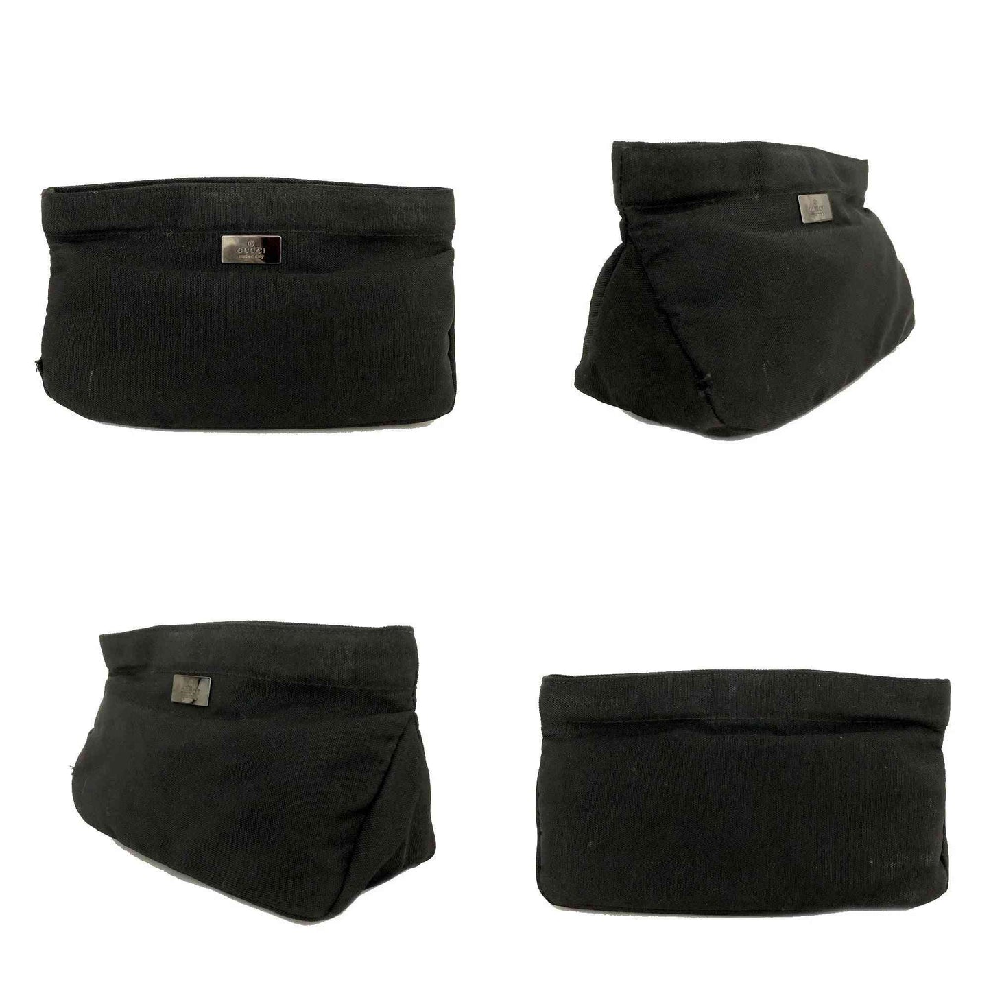 GUCCI $600 Logo Canvas Cosmetic Pouch Bag Black/7BH0236