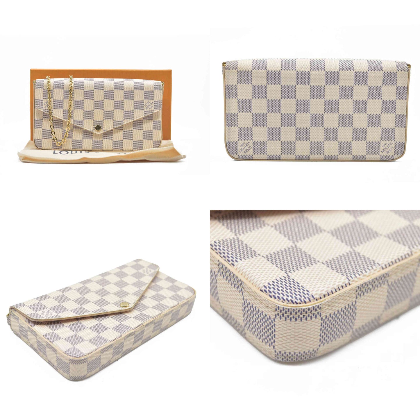 $1580 Louis Vuitton Damier Azur Pochette Félicie