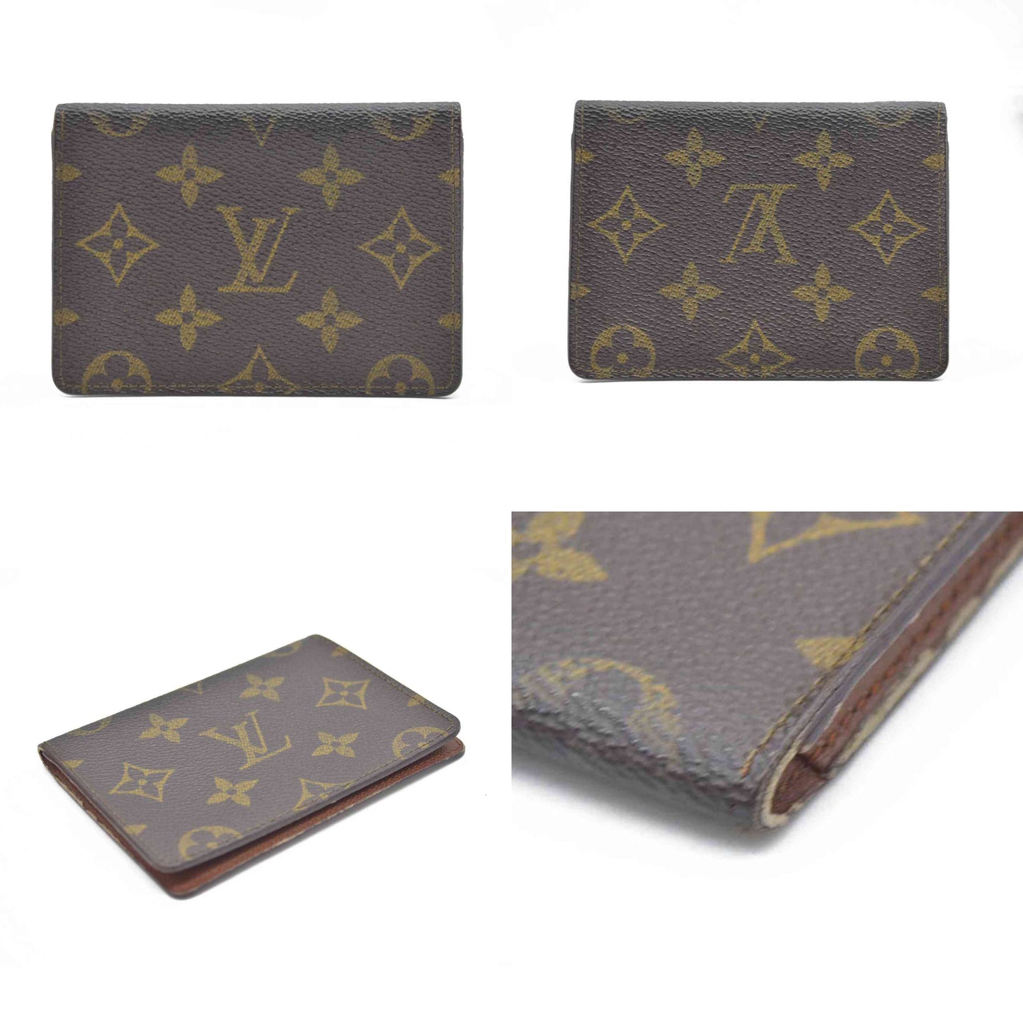 $350 Louis Vuitton Monogram Porte 2 Cartes Vertical Pass Card Case Brown 874A2 CONSIGNMENT