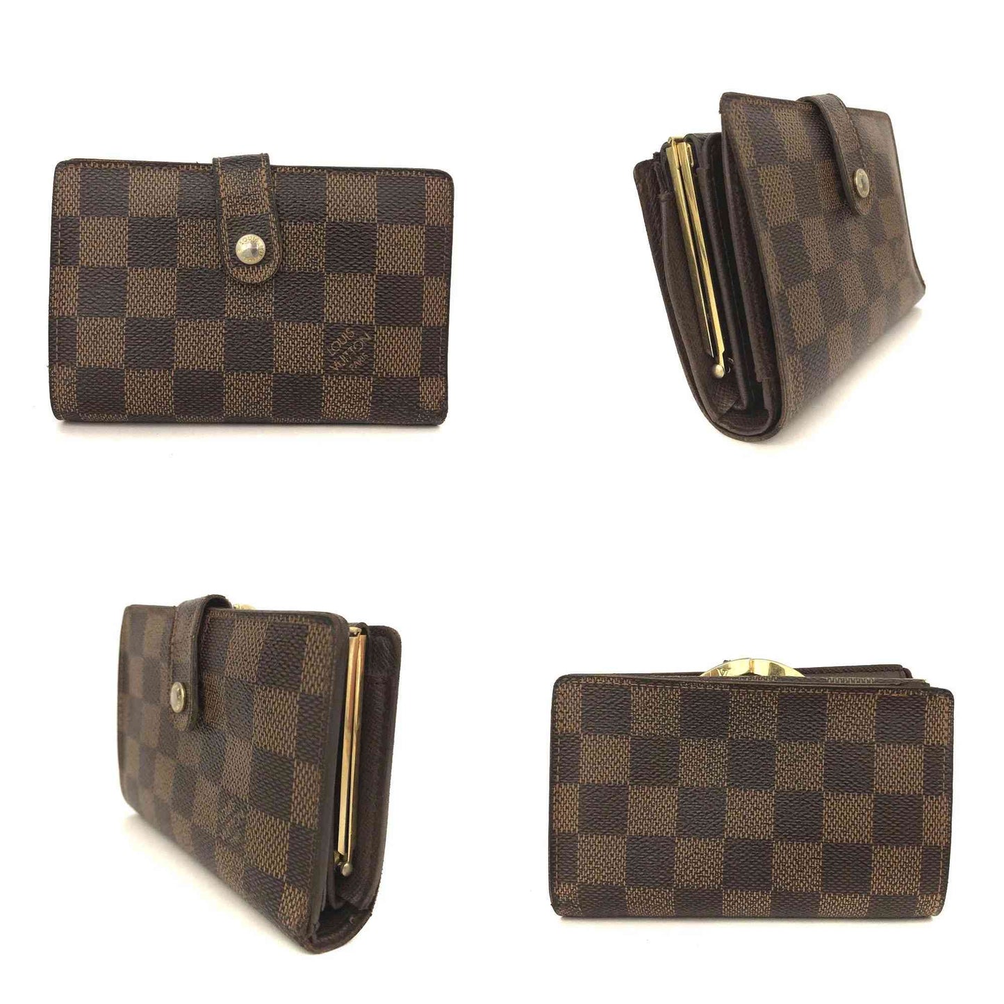 $750 2012 Louis Vuitton Damier Ebene French Kisslock Wallet MI0132