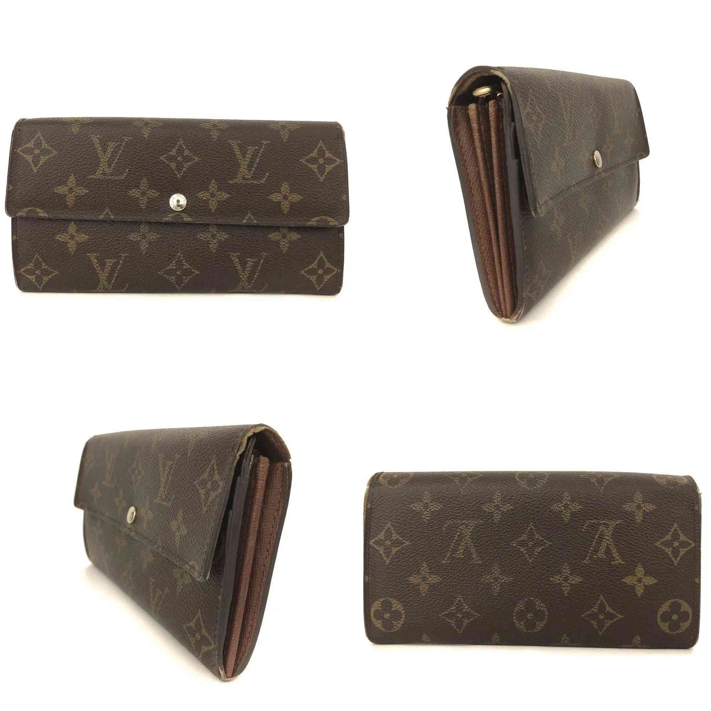 $775 2011 Louis Vuitton Monogram Portefeiulle Sarah Long Bifold Wallet Brown CT4181