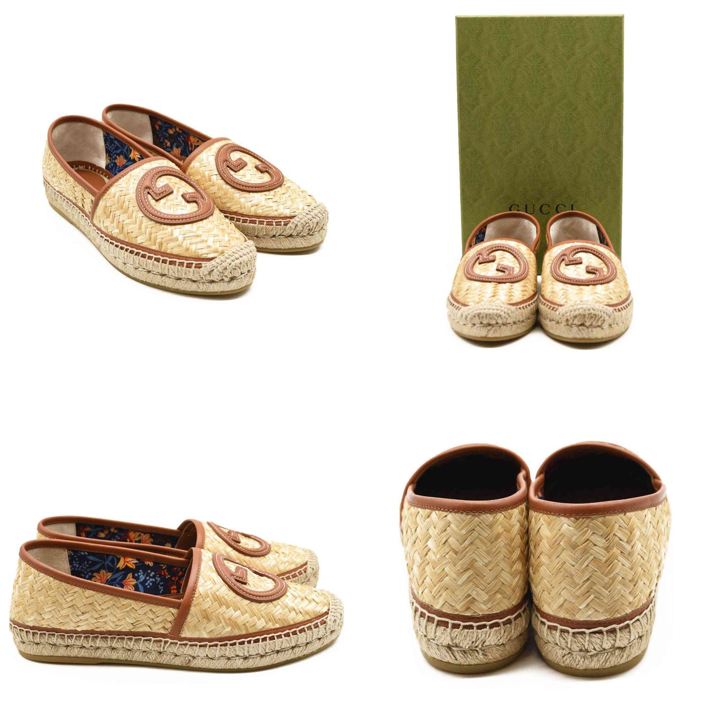 Gucci Adela GG Raffia Espadrilles US 7.5
