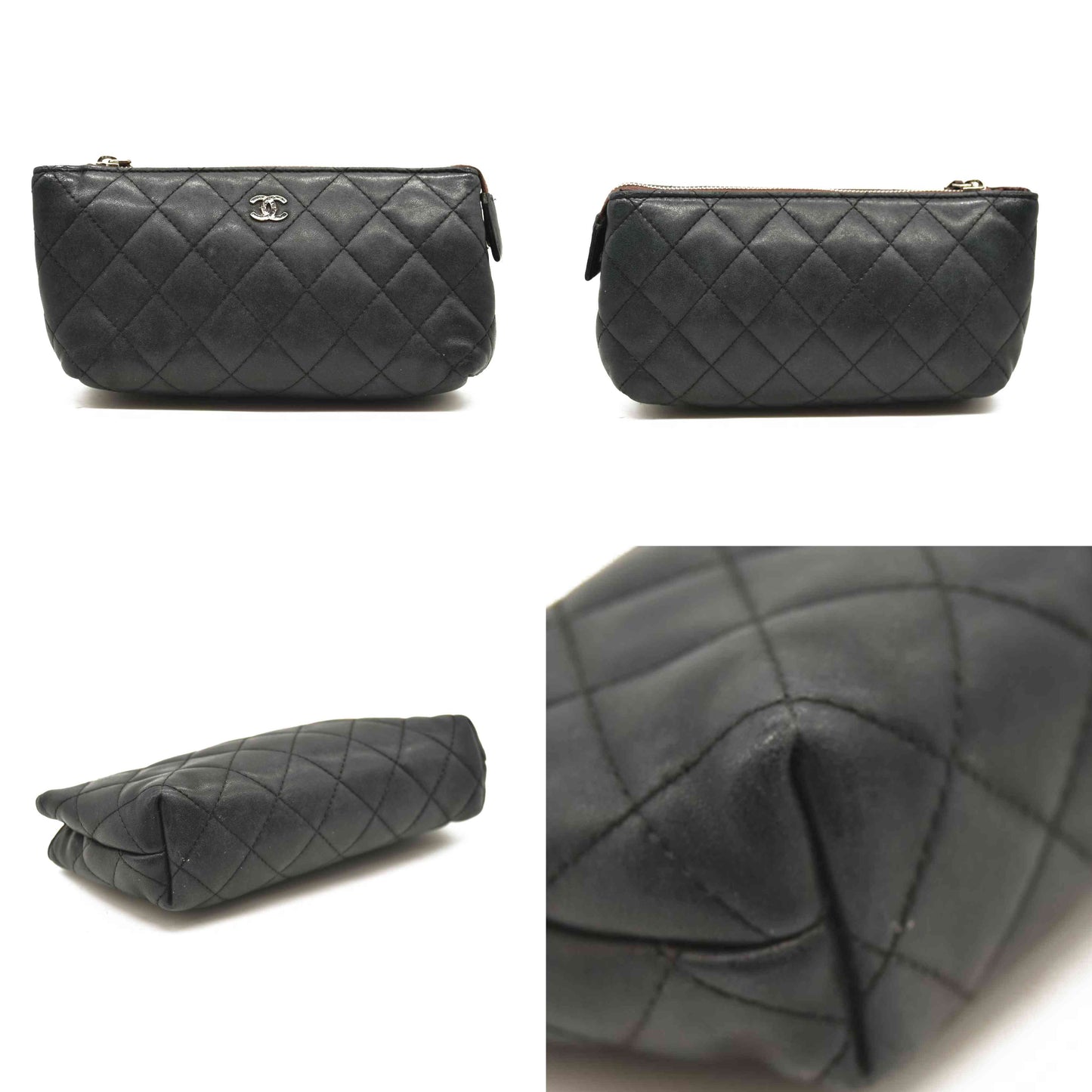 Chanel Lambskin Quilted Cosmetic Case Black