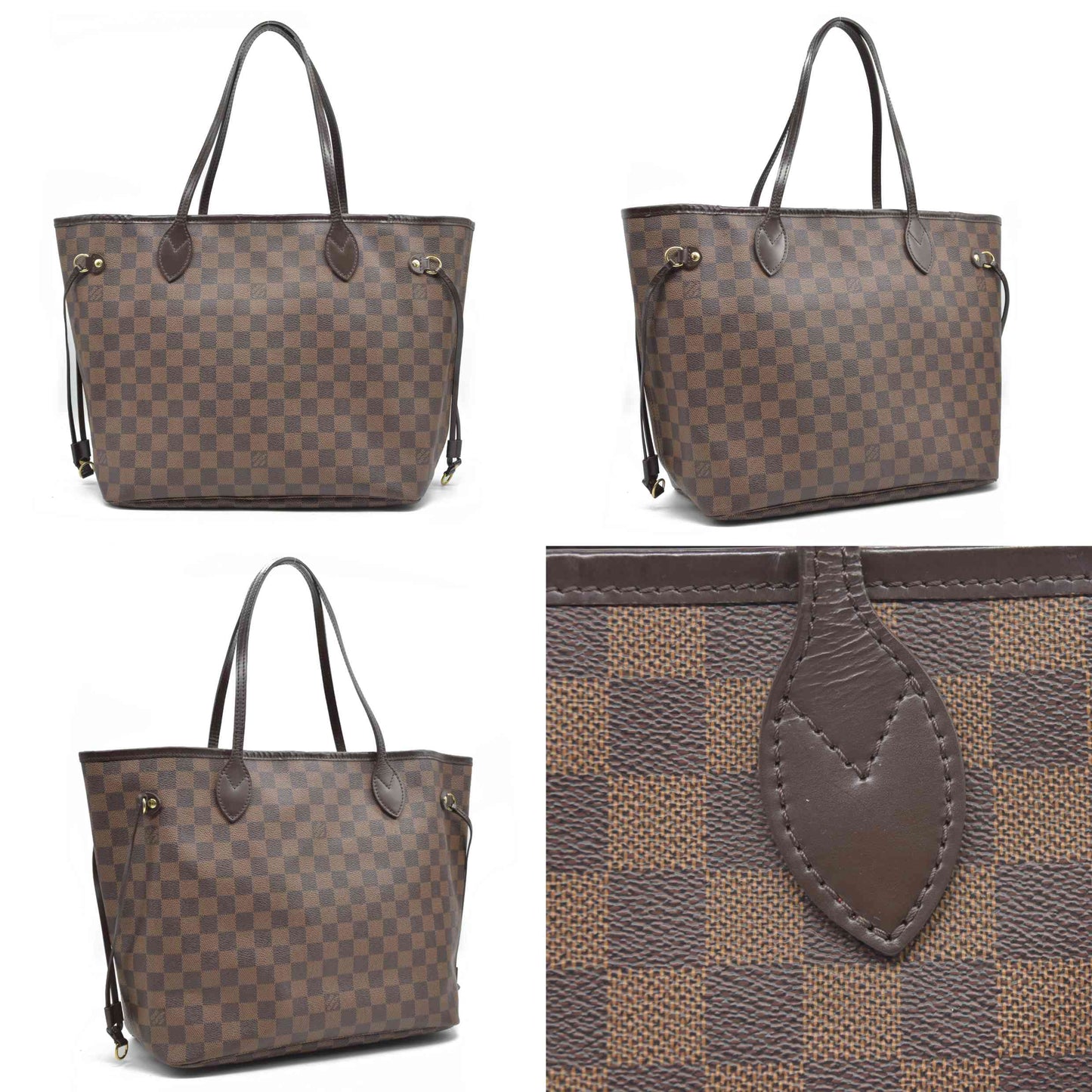 $2190 Louis Vuitton 2016 Damier Ebene Neverfull MM AR4166