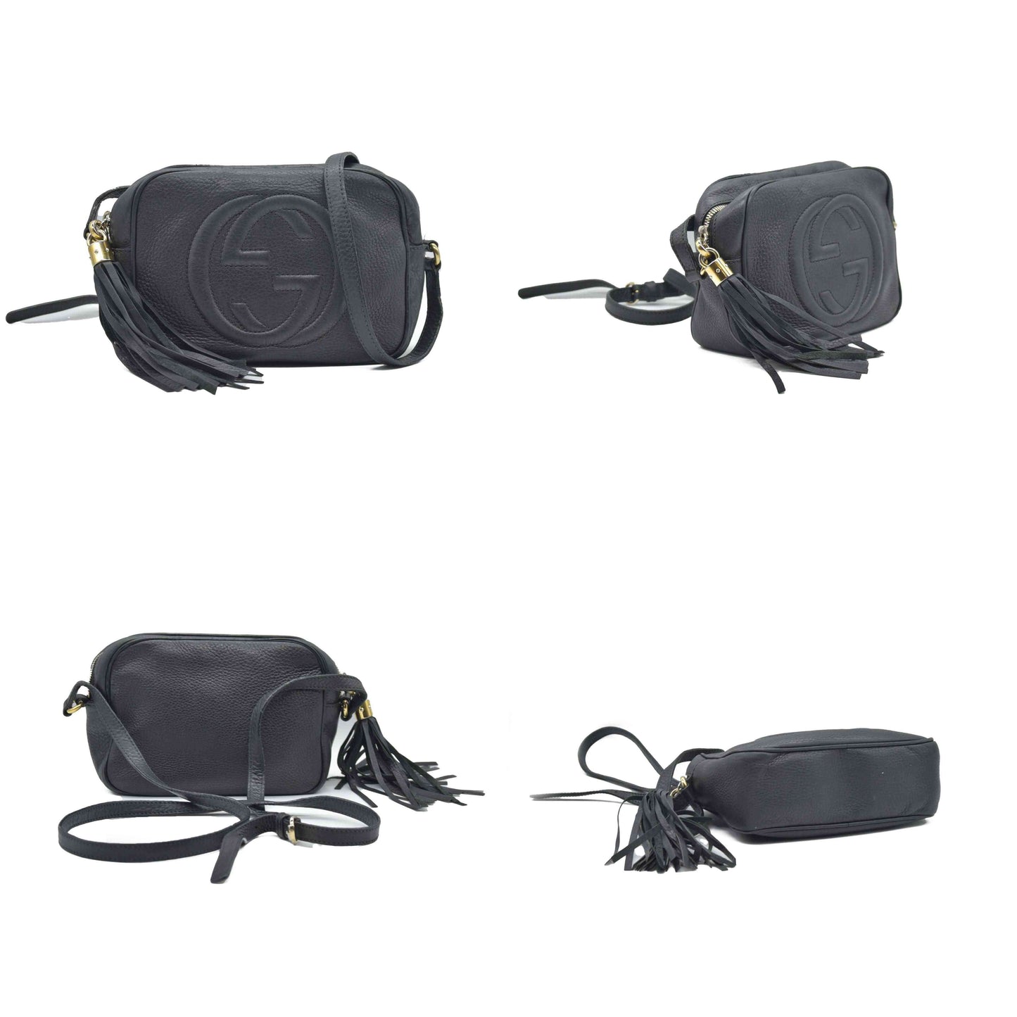 $1490 Gucci Pebbled Calfskin Small Soho Disco Bag Black
