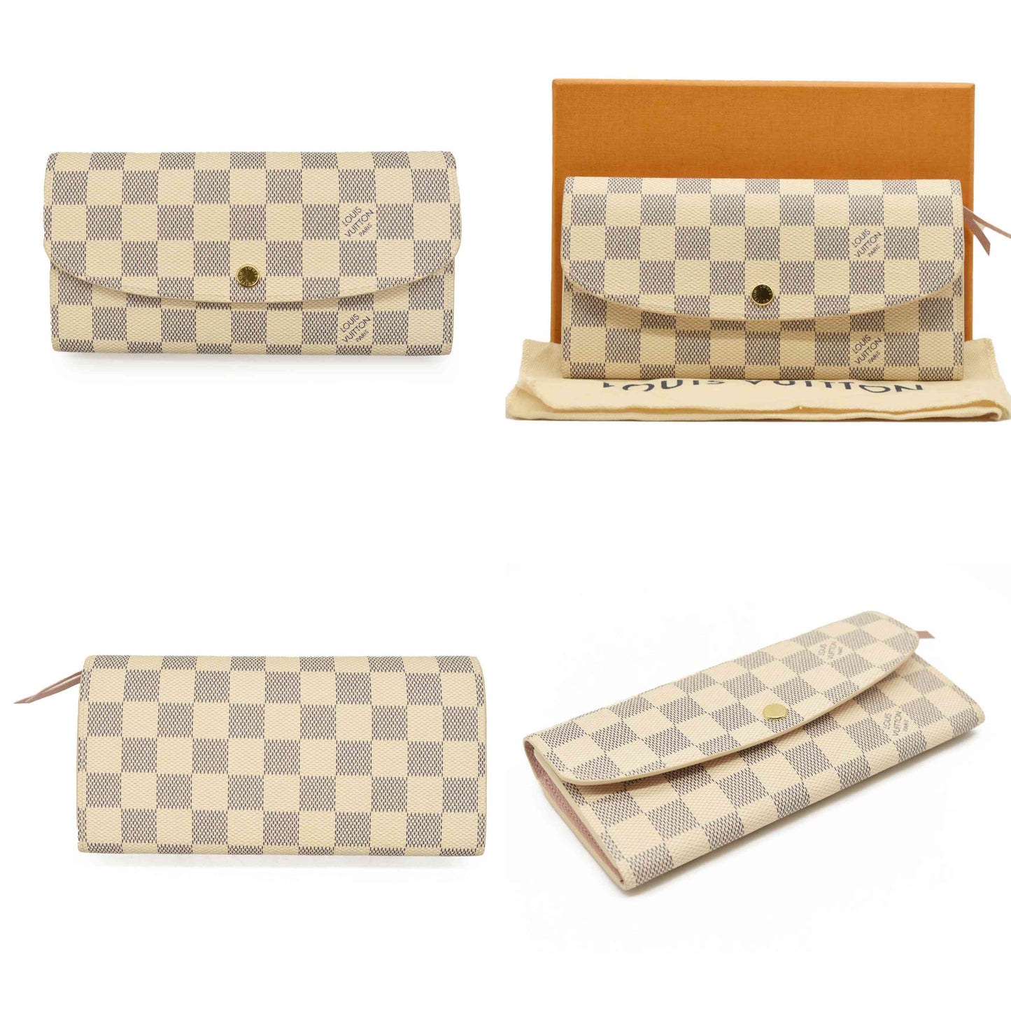 LOUIS VUITTON Damier Azur Emilie Wallet Rose Ballerine