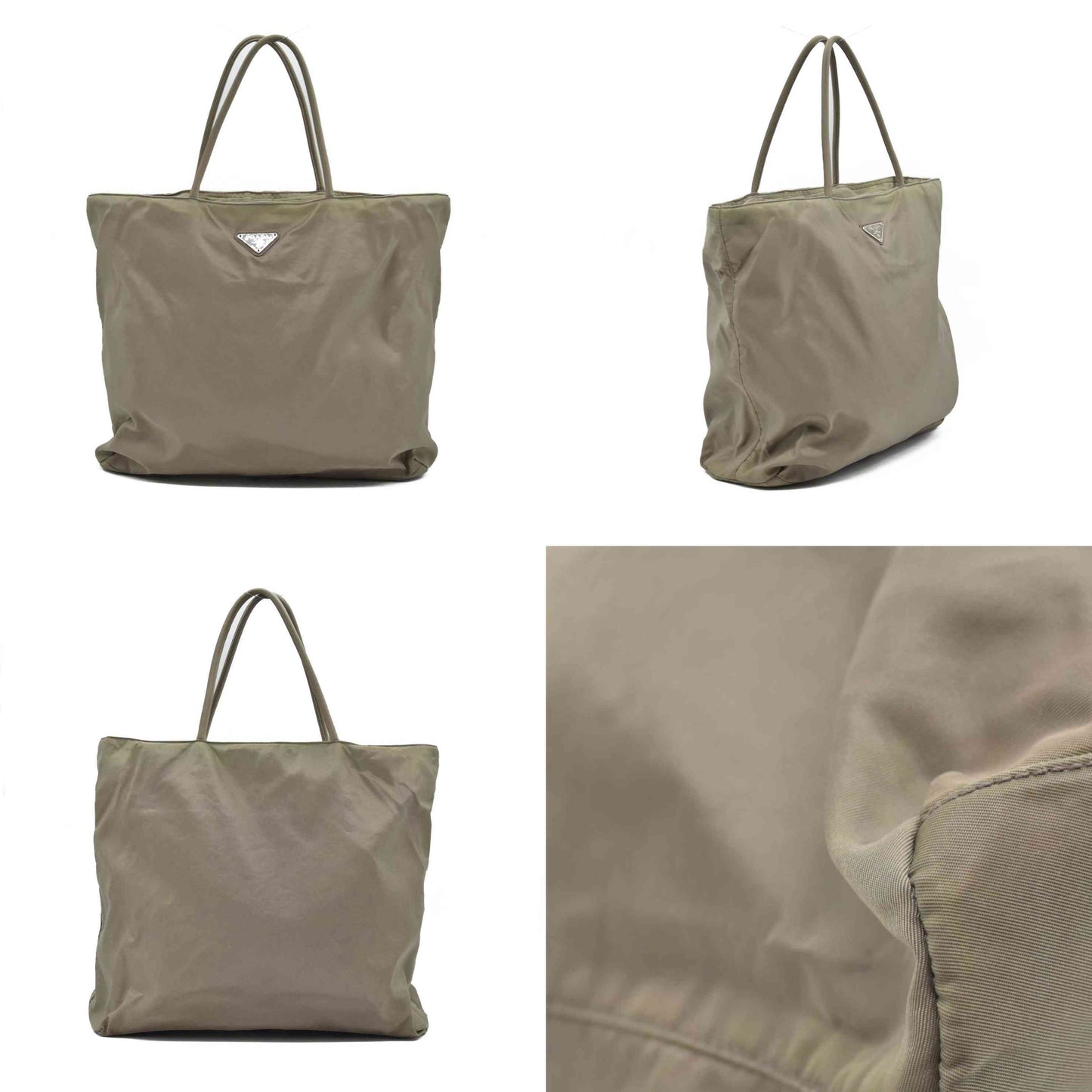$500 Prada  Tessuto Nylon Tote Greige CONSIGNMENT