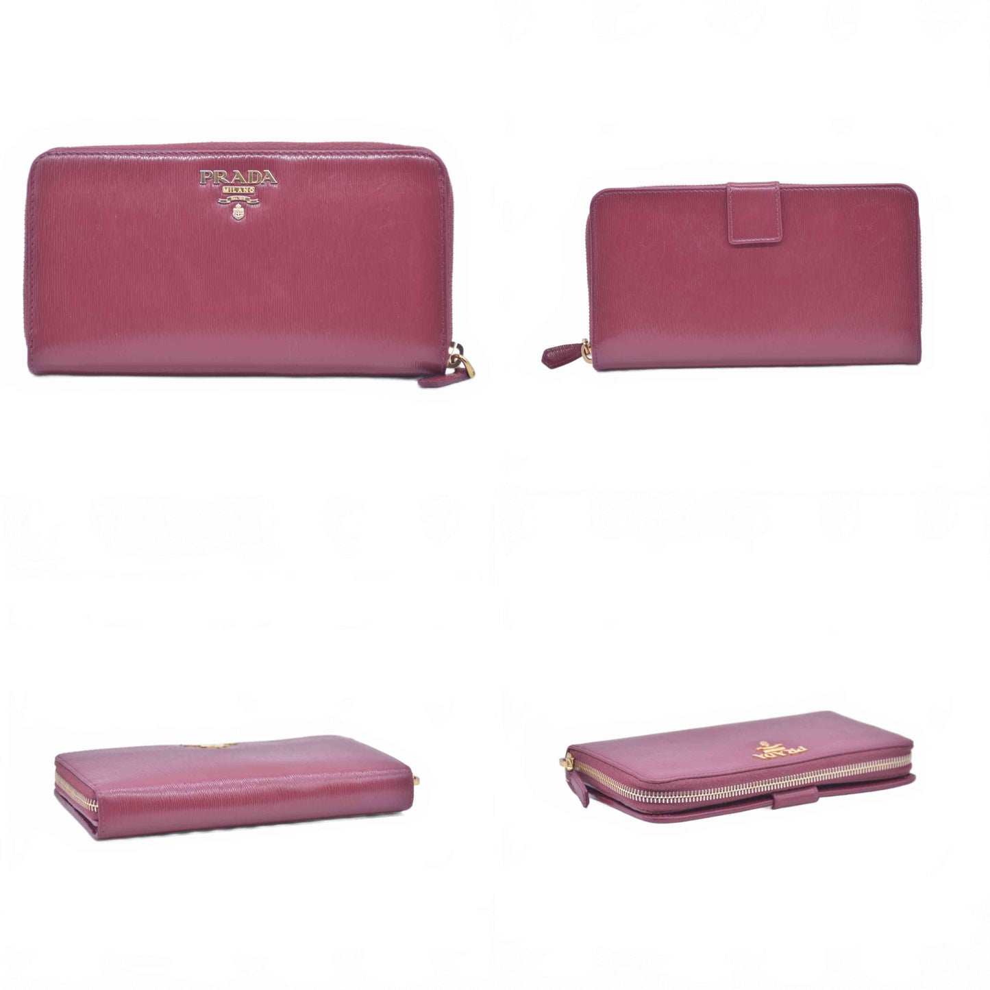 $1070 Prada Large Saffiano Leather Wallet Fuchsia Pink CONSIGNMENT