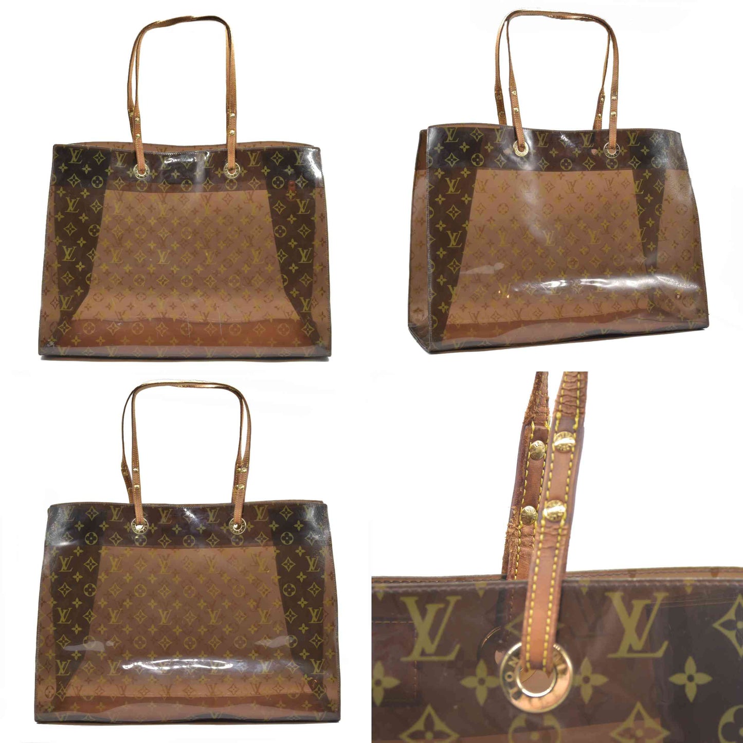 AUCTION $3500 Louis Vuitton  Vinyl Monogram Ambre Sac Cabas GM