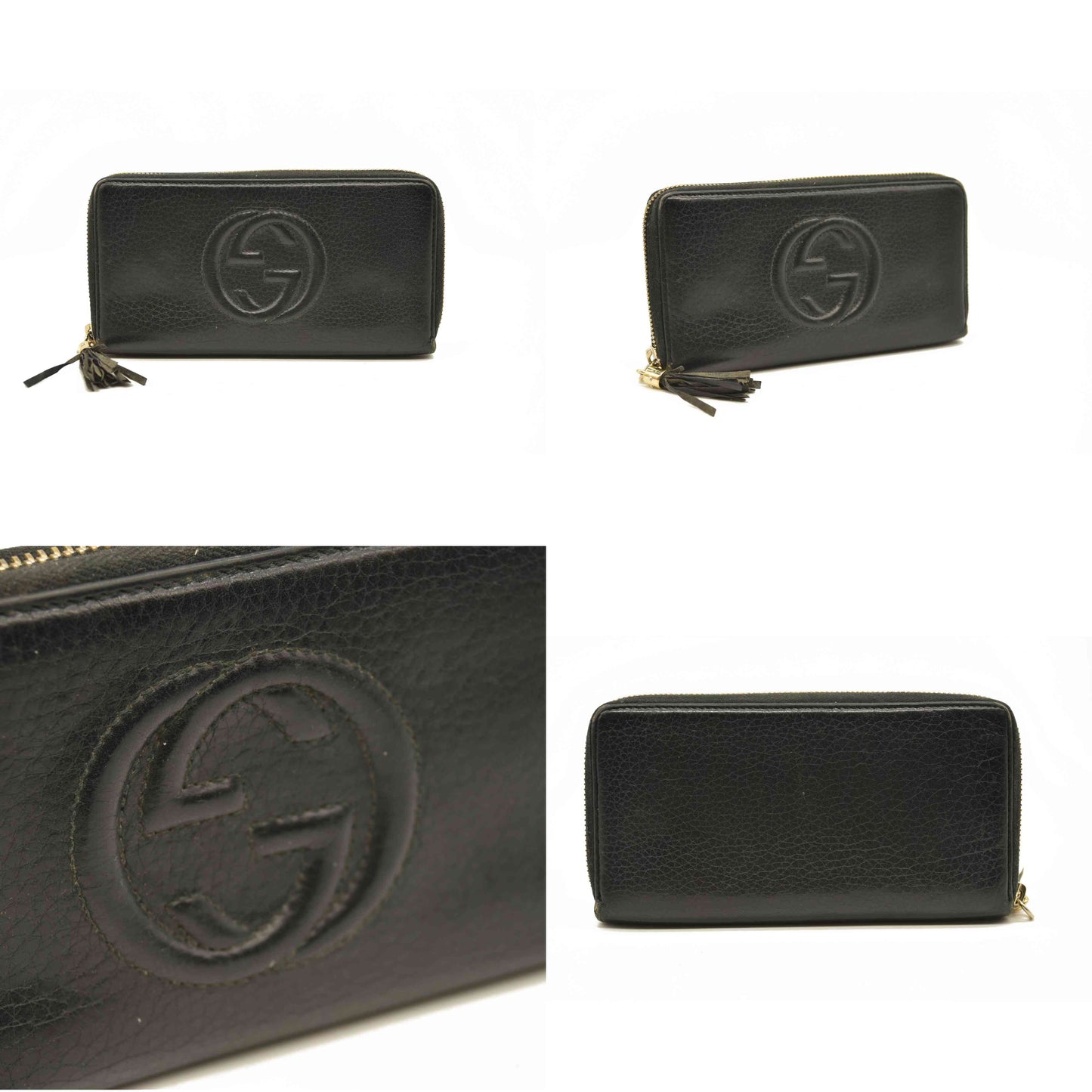 Gucci  Pebbled Calfskin Soho Zip Around Wallet Black