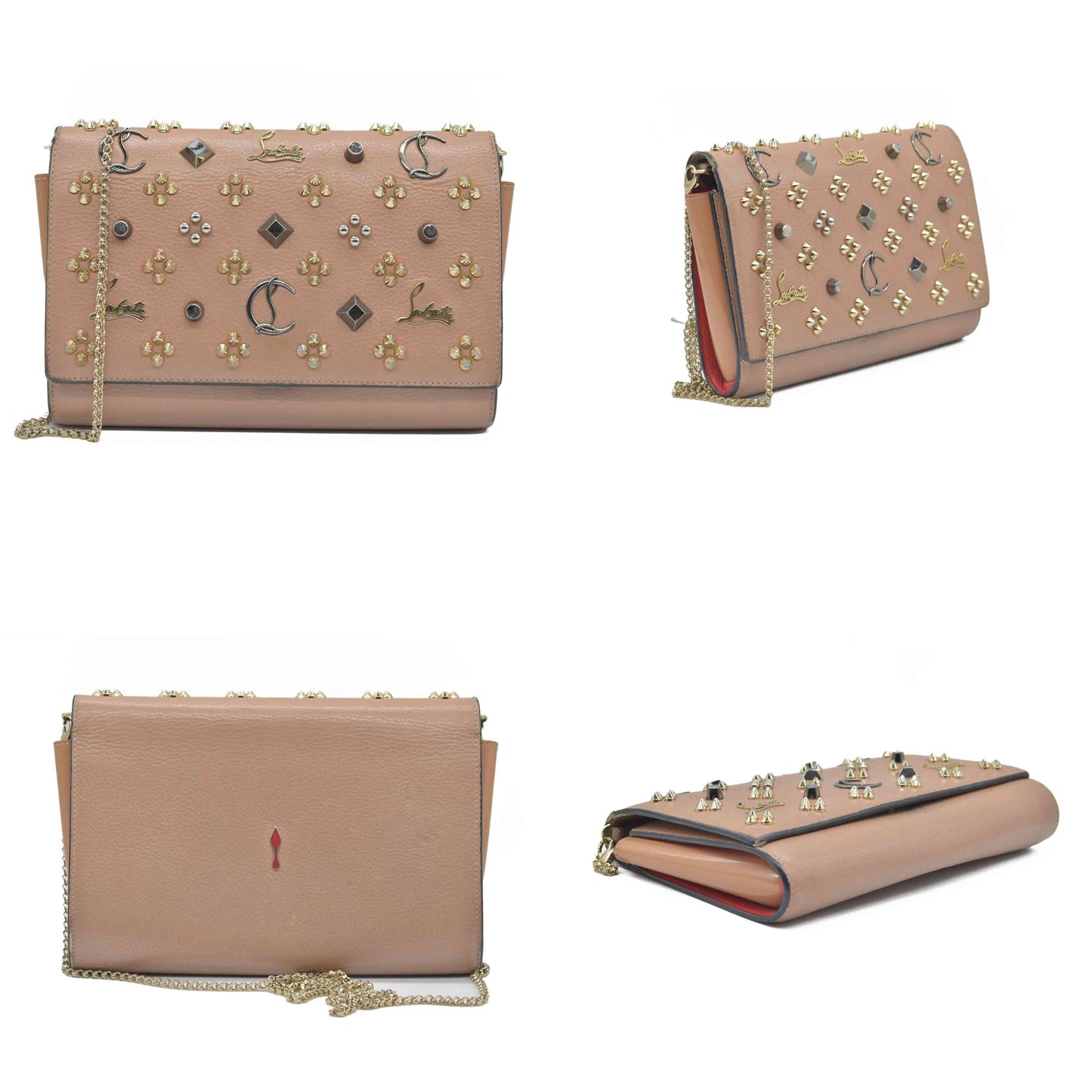 $1590 Christian Louboutin loubinthesky paloma clutch crossbody beige