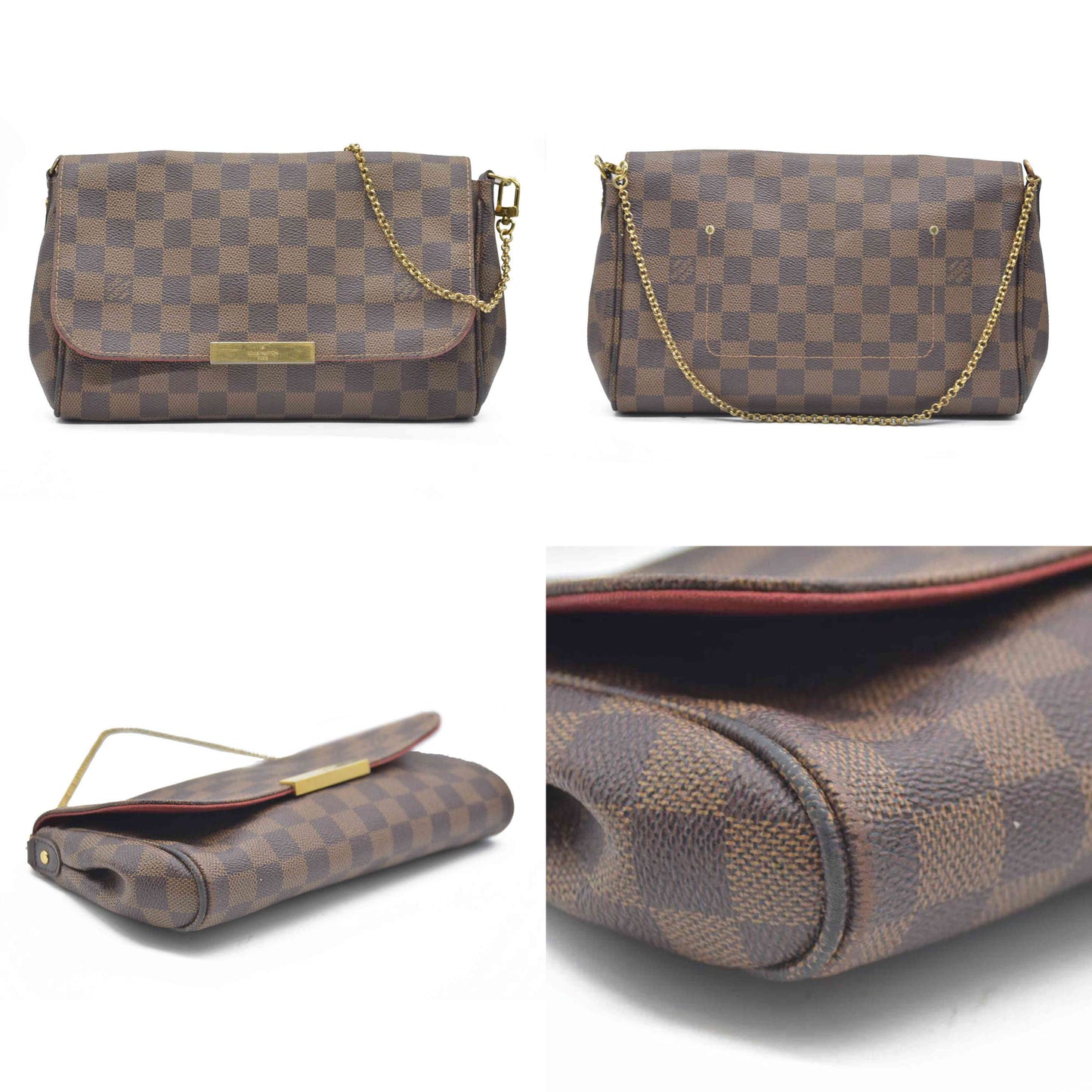 AUCTION $1690 Louis Vuitton Shoulder Bag Damier Favorite MM