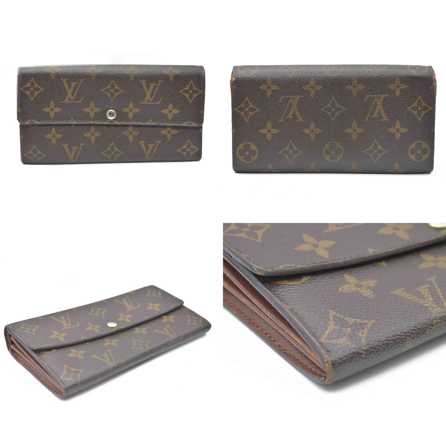 Louis Vuitton Monogram Portefeiulle Sarah Long Bifold Wallet Brown CA1141