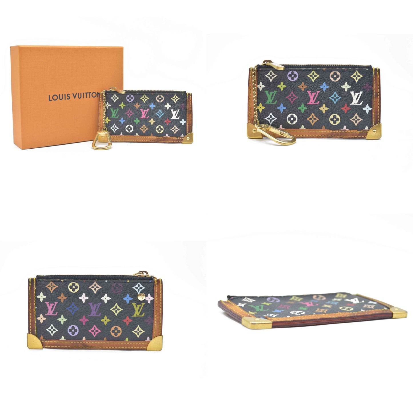 $530 Louis Vuitton Monogram Multicolor Key Pouch Black