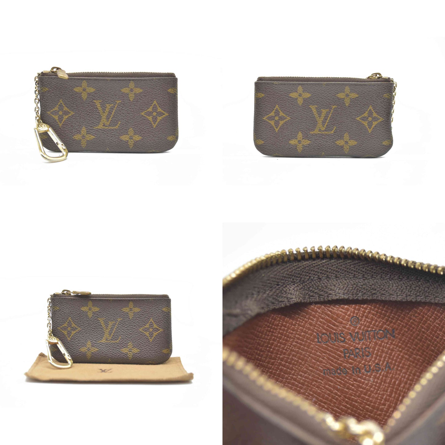 $345 LOUIS VUITTON Monogram Coin Purse Key Pochette Cles Made in USA