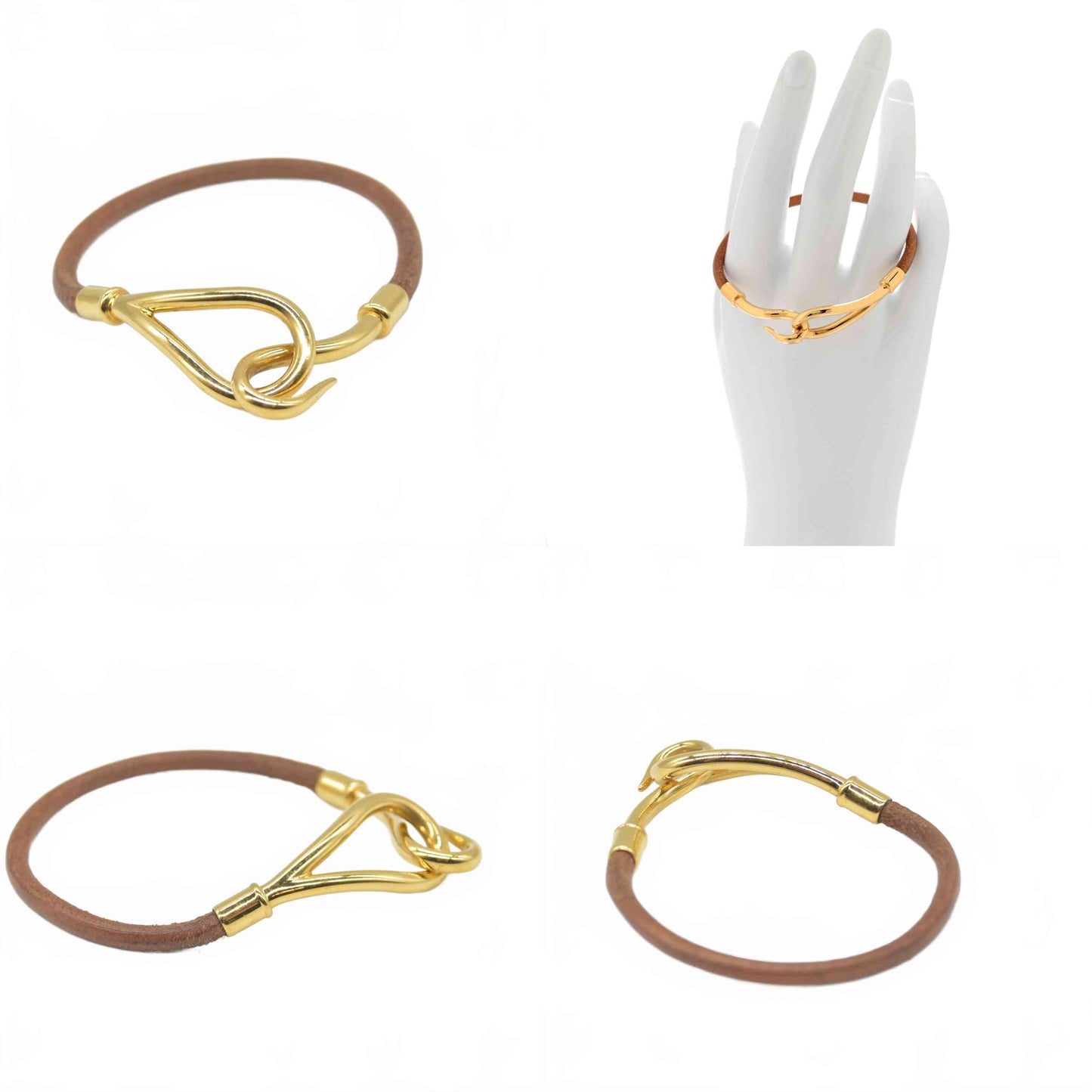 $435 Hermes Natural Bridle Jumbo Hook Bracelet Bouton