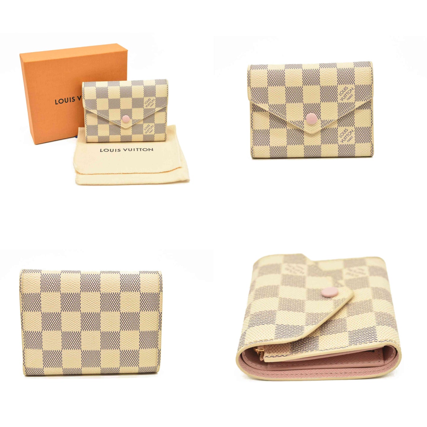 LOUIS VUITTON Damier Azur Victorine Wallet Rose Ballerine  MI5128