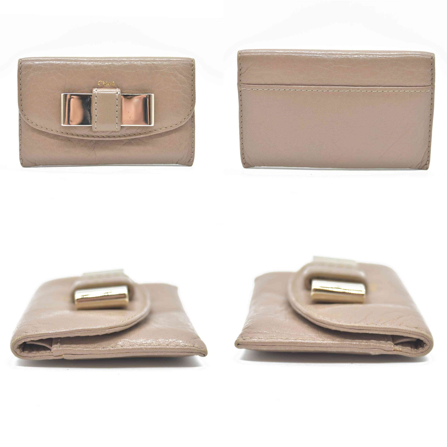 $395 Chloe Lily Leather Card Case Beige CONSIGNMENT