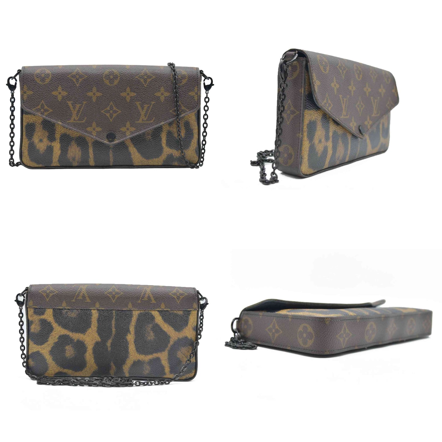 $1580 Louis Vuitton Monogram Leopard Pochette Felicie