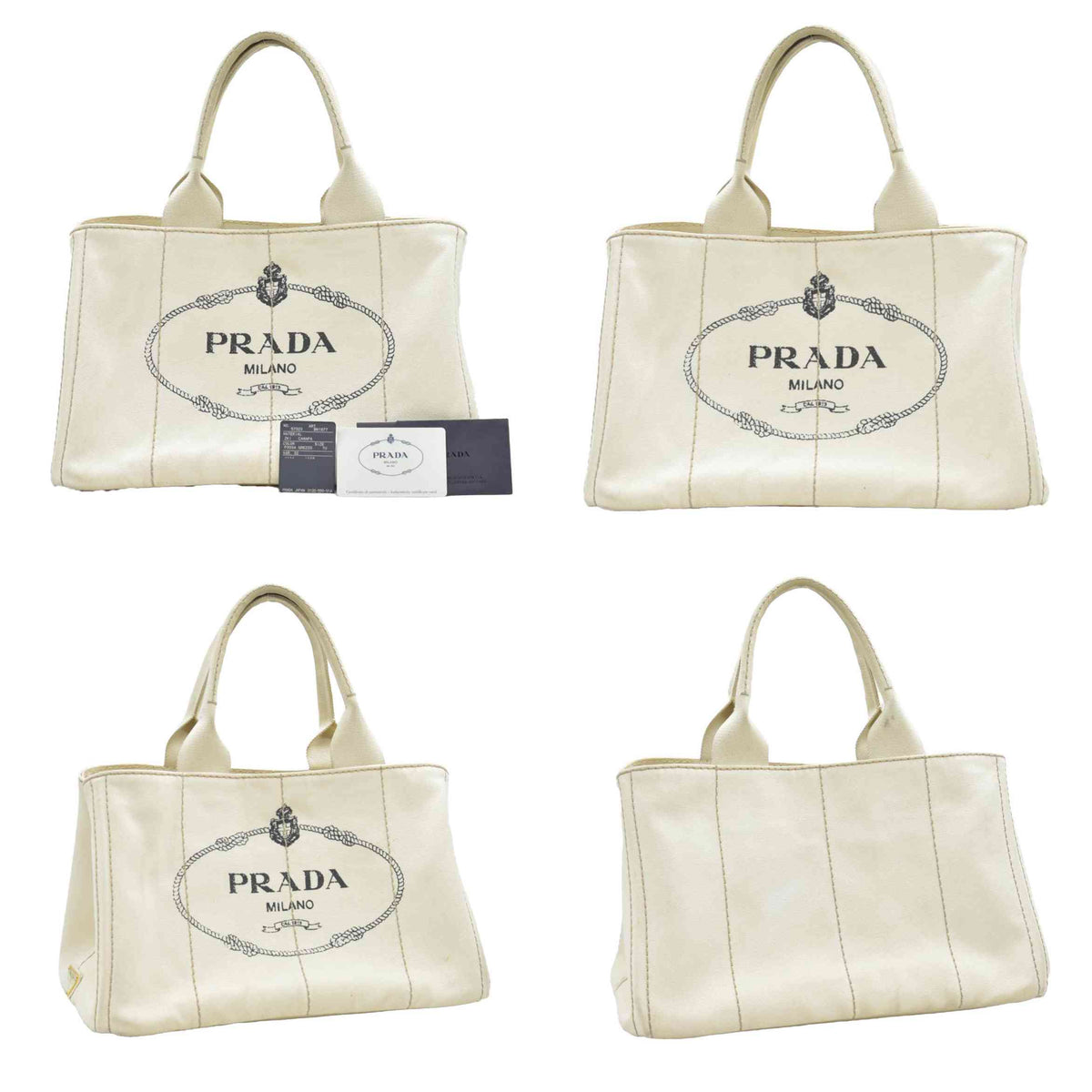 $800 CONSIGNMENT PRADA Canapa Logo Tote Grezzo