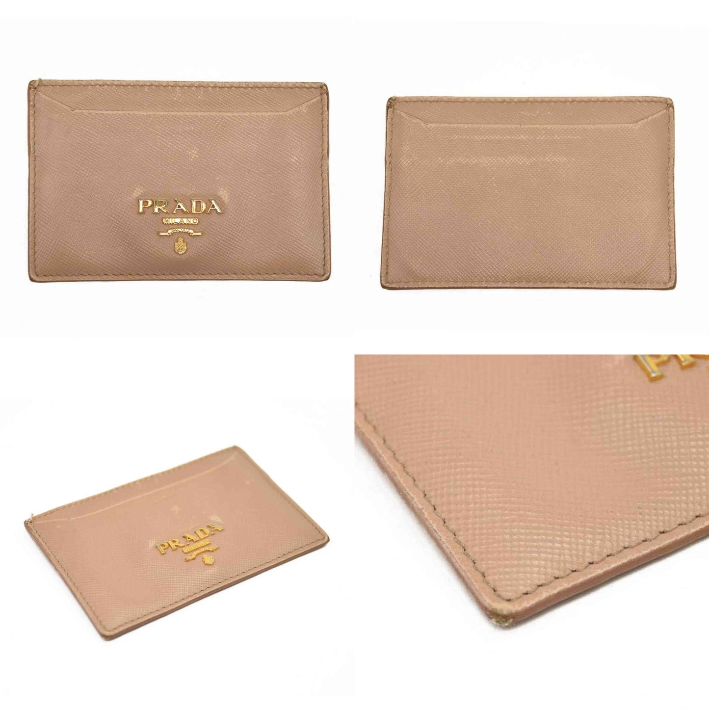 Prada Card Holder Beige Saffiano