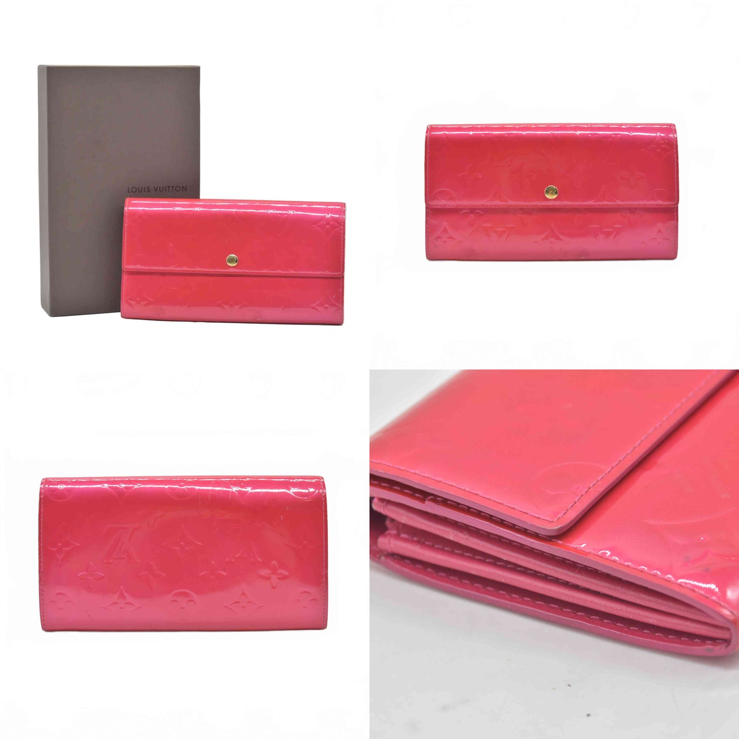 $840 2002 LOUIS VUITTON Monogram Vernis Portefeuille Sarah Long Wallet TH1022