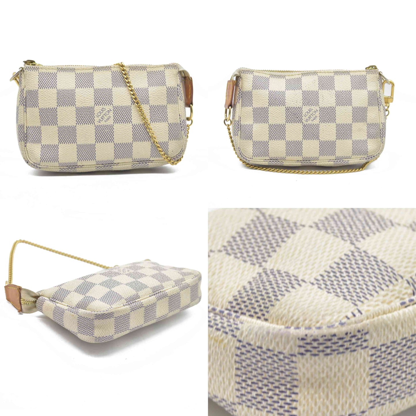 Louis Vuitton Damier Azur Mini Pochette Accessories Pouch Bag FL1026