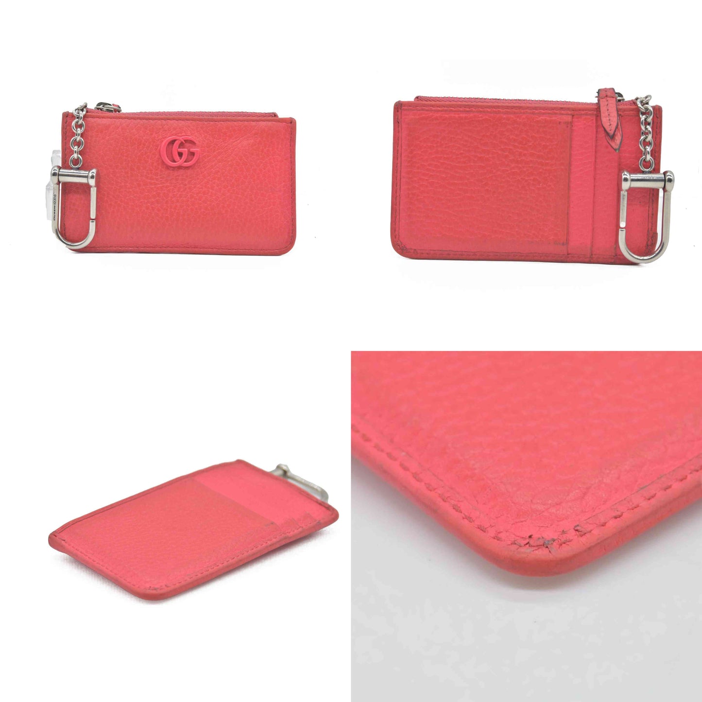 $470 GUCCI Gg Marmont Keychain Card Case Pink CONSIGNMENT