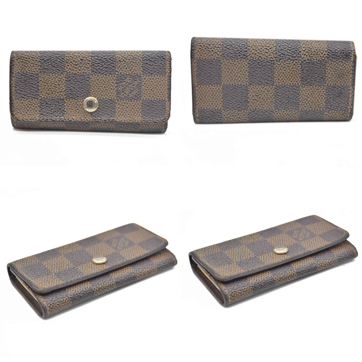 AUCTION $295 Louis Vuitton Damier Multicles 4 Ring Key Case Brown CT4140