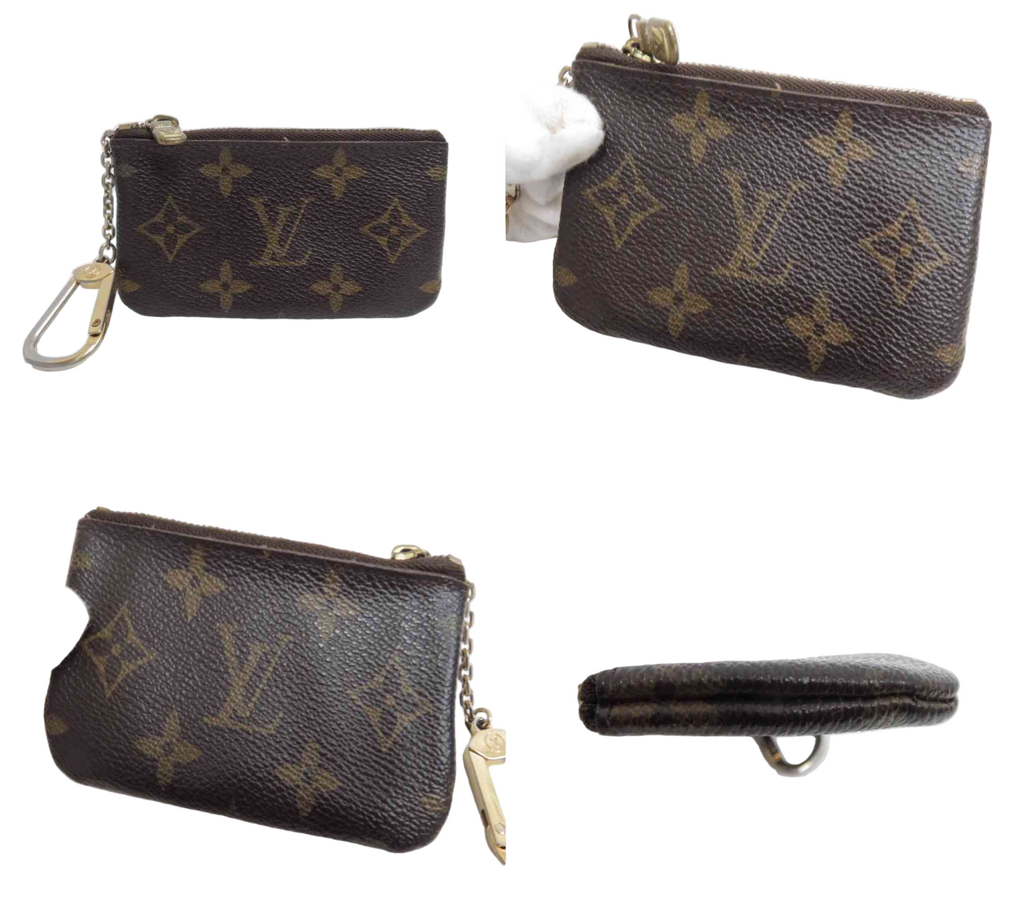 LOUIS VUITTON $345 Monogram Coin Purse Key Pochette Cles #44928