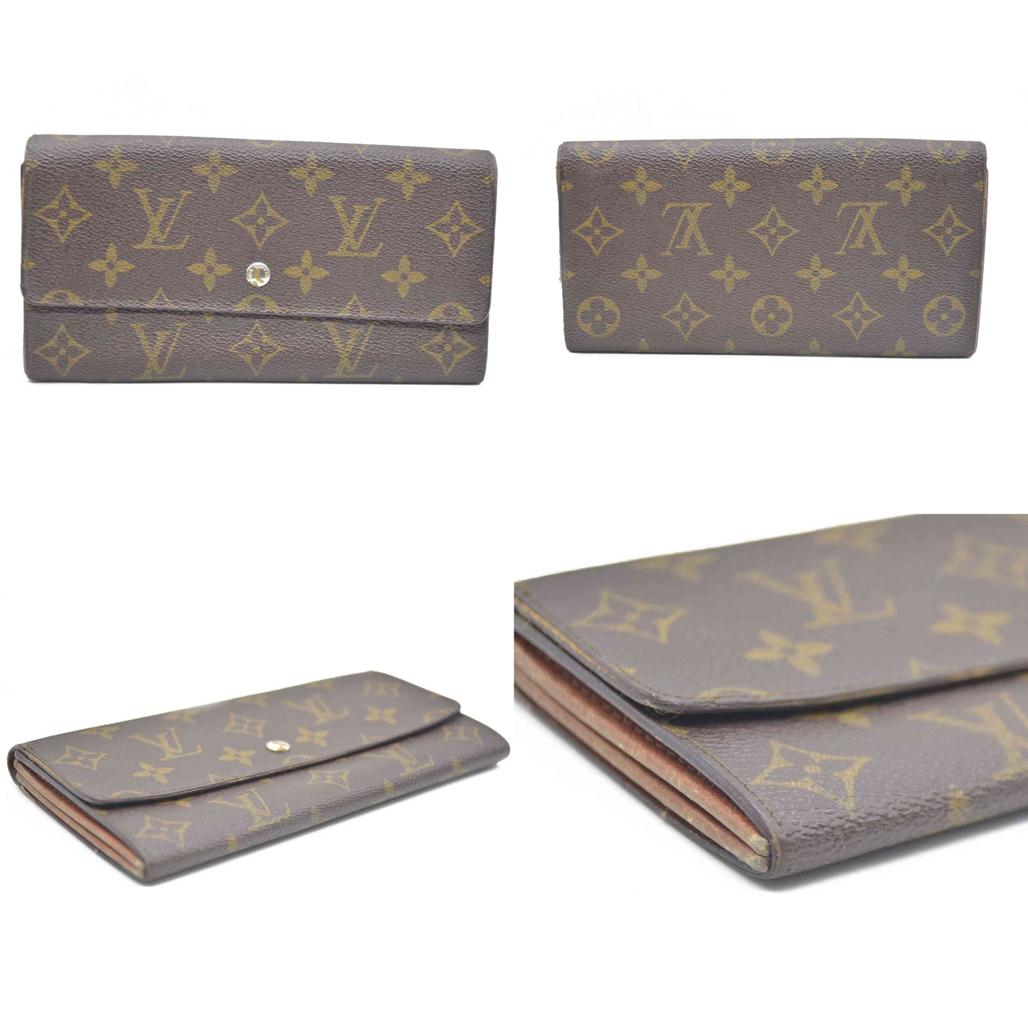 Louis Vuitton Monogram Portefeiulle Sarah Long Bifold Wallet Brown 881AN