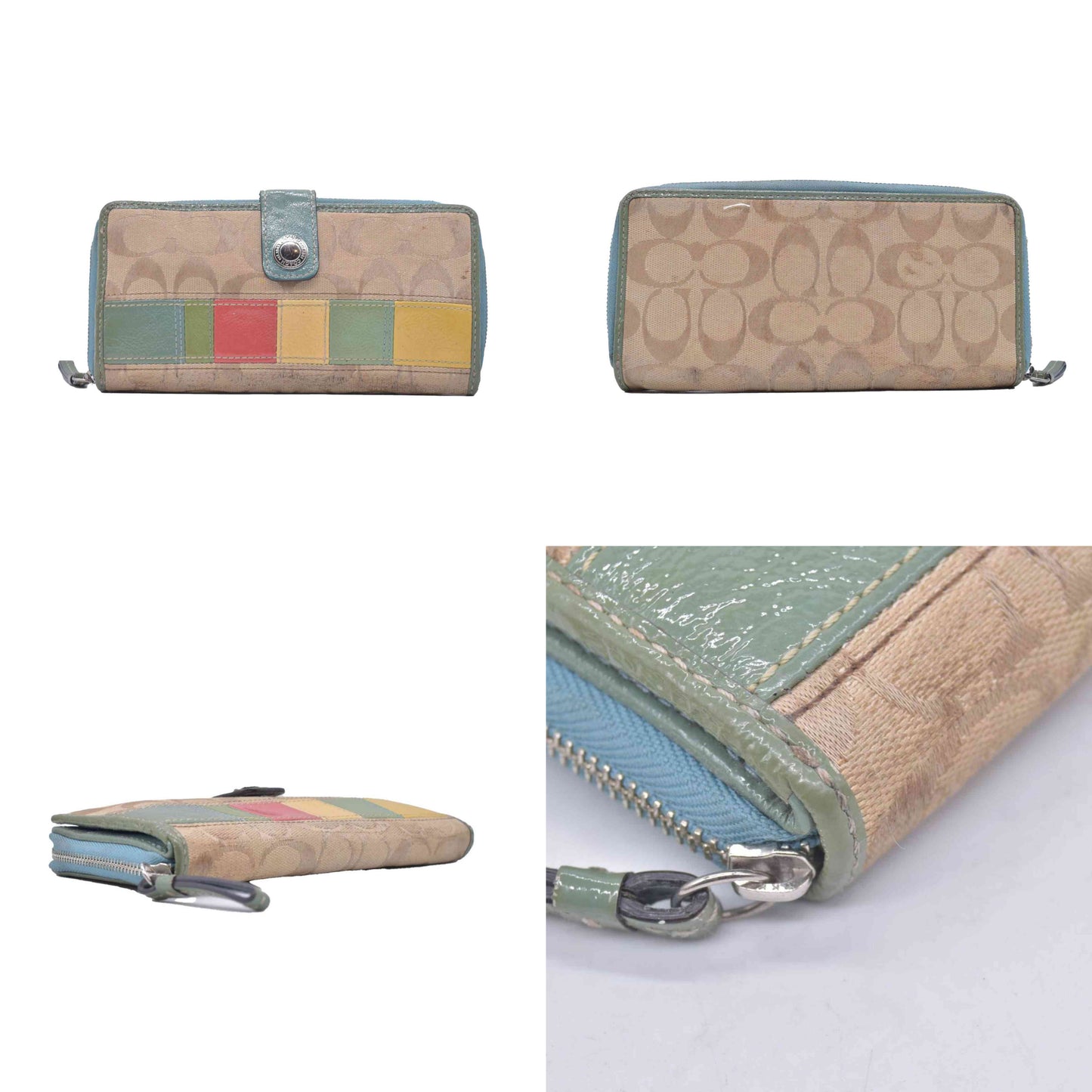 $150 $228 Bundle Coach Wallets Saffiano Leather Trifold & Signature Jacquard Patchwork Zip CONSIGNMENT