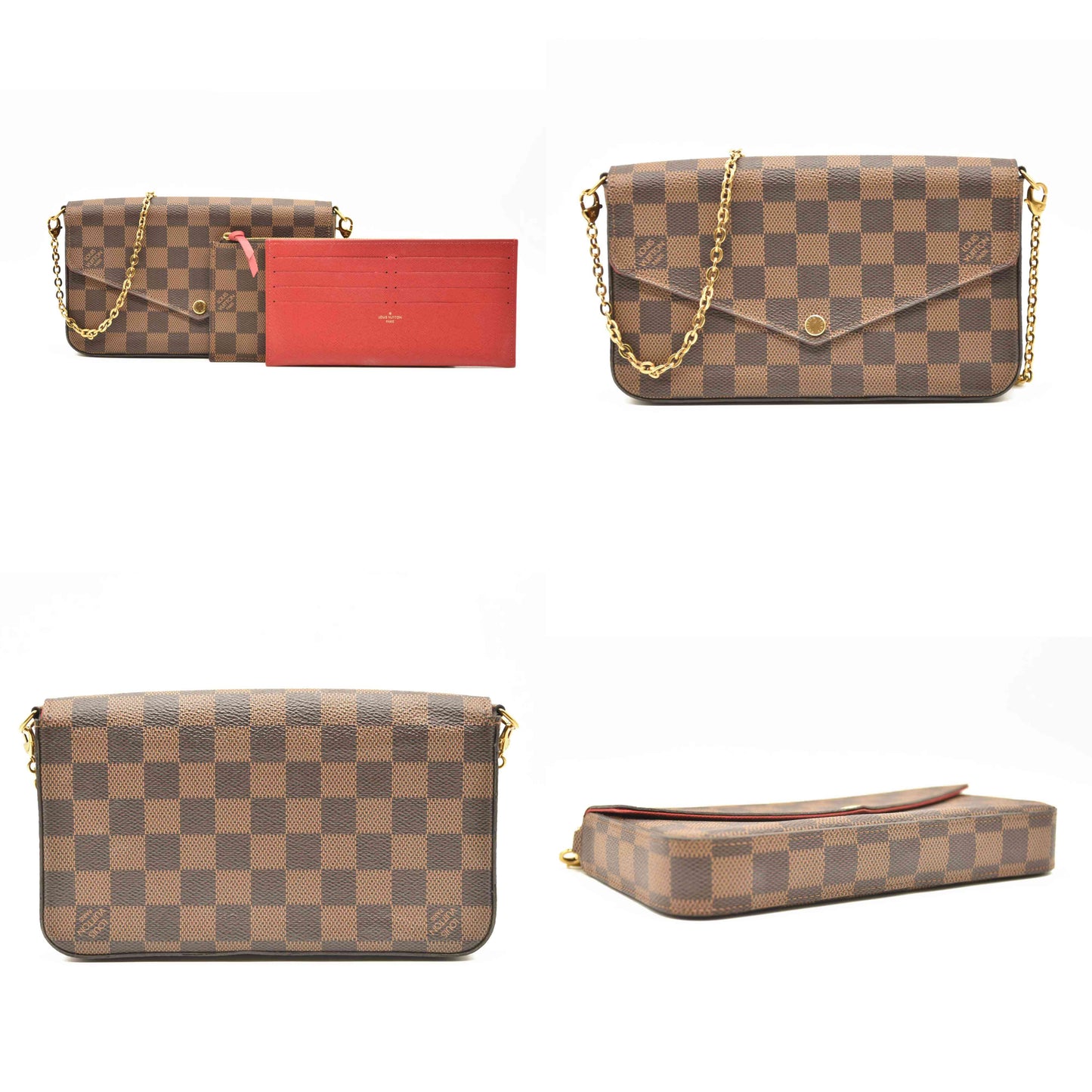 Louis Vuitton  Damier Ebene Pochette Felicie Chain Wallet CA0177