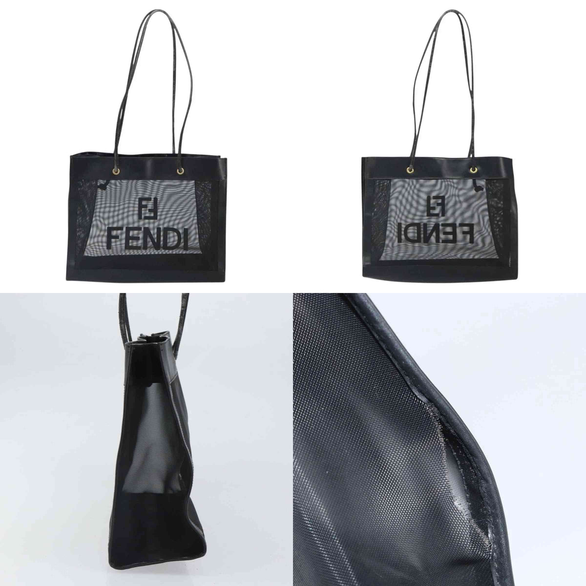 $1650 FENDI Zucca FF Tote Mesh Black Tote 10020342