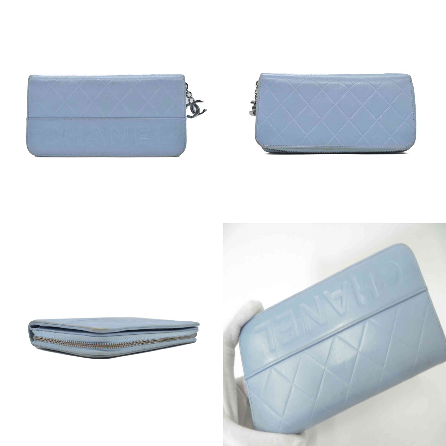 CHANEL CC Matelasse Lambskin Zip Around Zippy Long Wallet