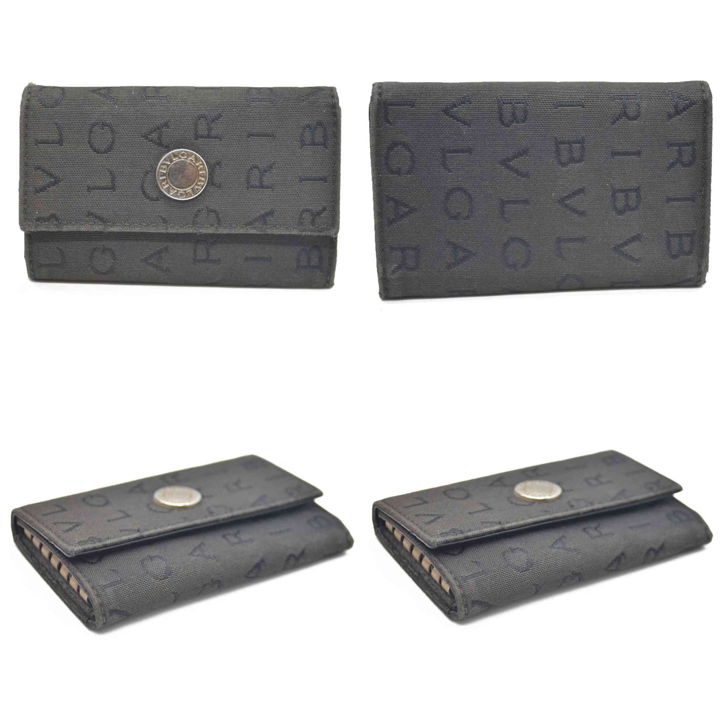 BVLGARI Logo Mania Classico Canvas 6 Ring Key Case Black