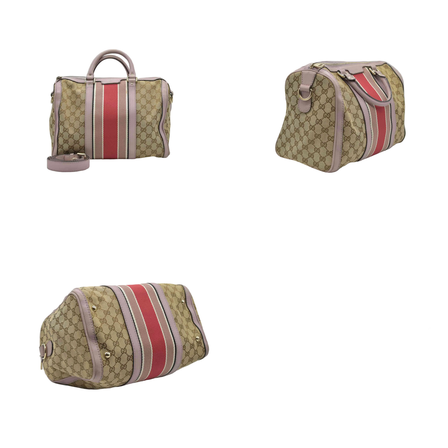 $1350 Gucci Monogram Vintage Web Medium Boston