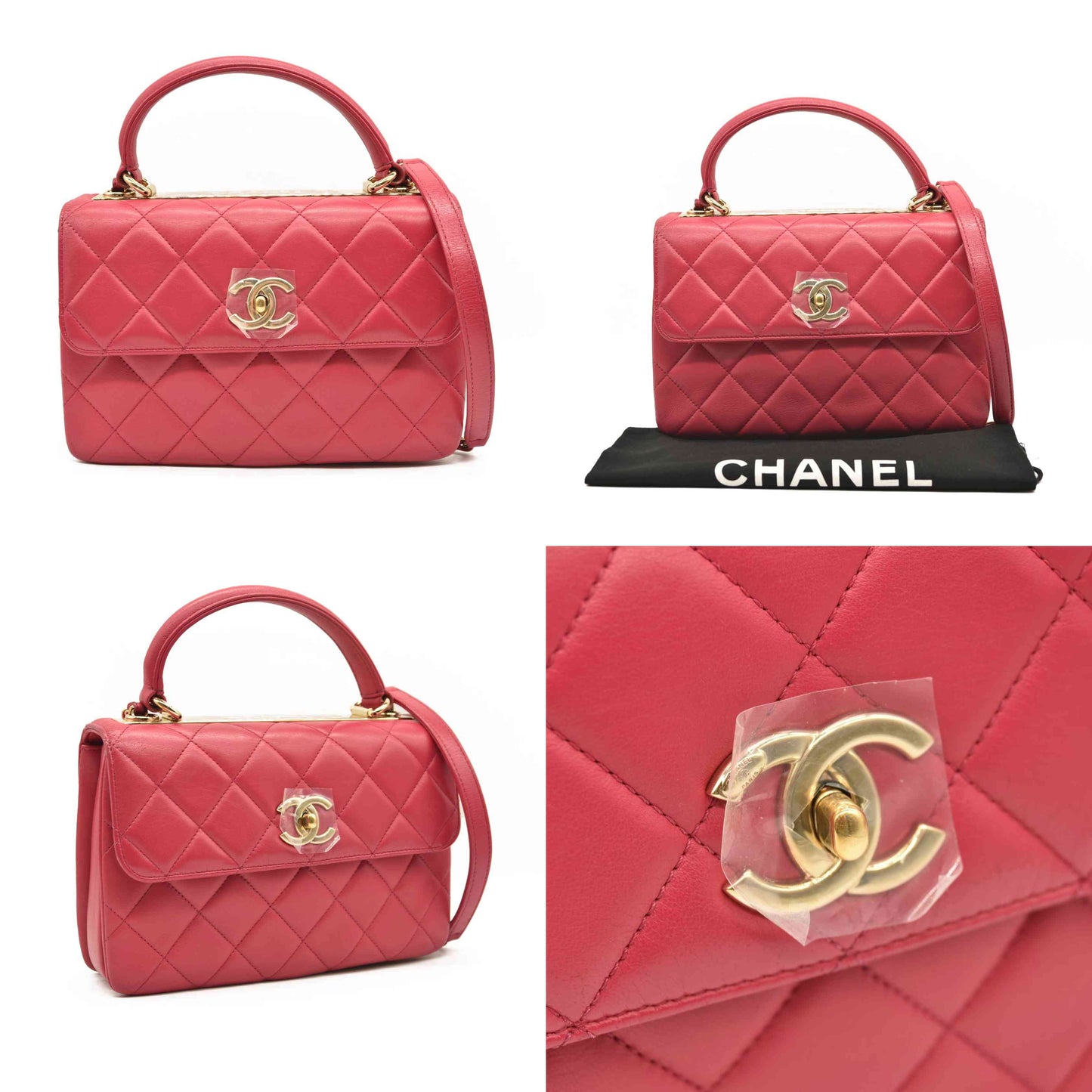 CHANEL Lambskin Quilted Small Trendy CC Flap Dual Handle Bag Pink