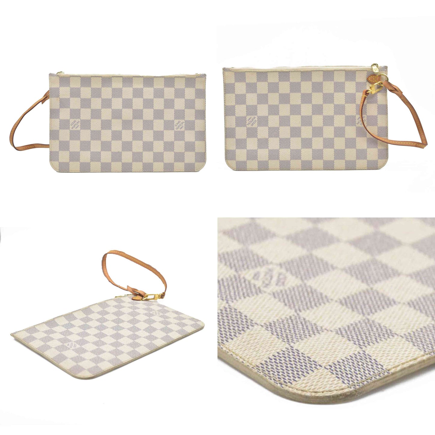 AUCTION $1760 Louis Vuitton  Damier Azur Neverfull MM GM Pochette MS3164