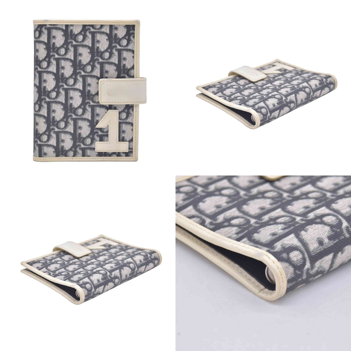 $450 Christian Dior Vintage Blue White Diorissimo Canvas PM Notebook Planner Agenda CONSIGNMENT 10020911