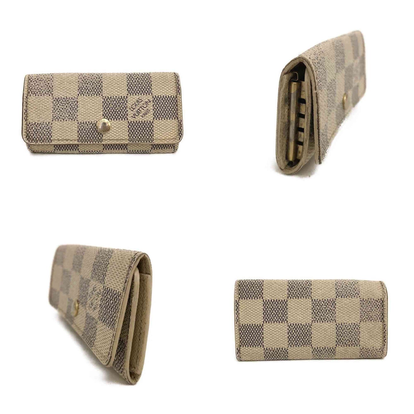 Louis Vuitton Damier Azur Multicles 4 Ring Key Case White CT1170