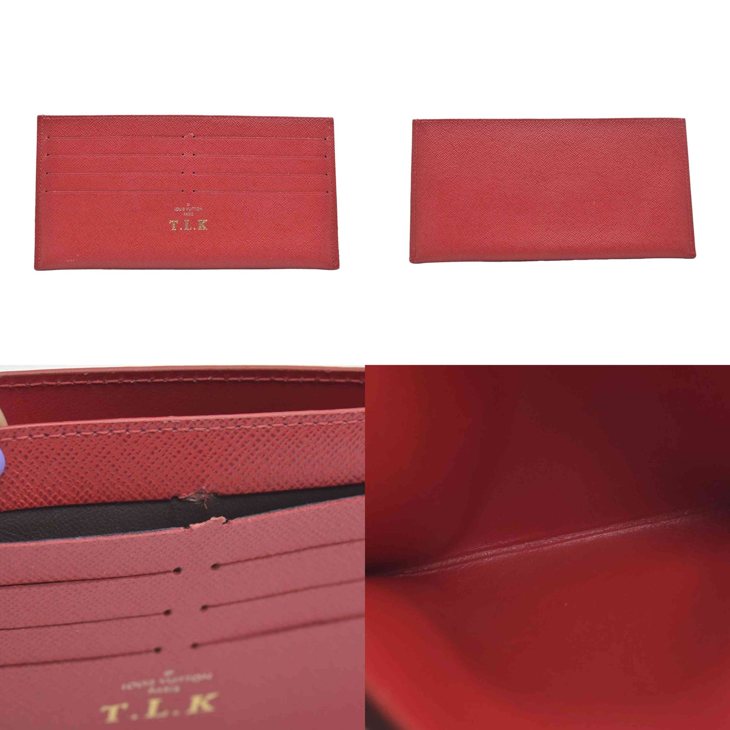$500 Louis Vuitton  Calfskin Pochette Felicie Card Holder Insert Red